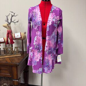 LuLaRoe Caroline Cardigan NEW Purple Floral size S